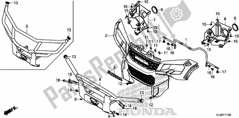 All parts for the Front Grille/front Bumper of the Honda SXS 1000M5P Pioneer 1000 5 Seat 2019