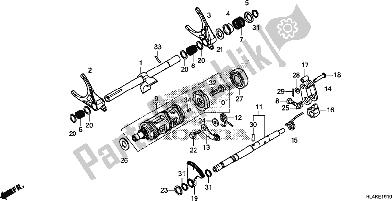 Alle onderdelen voor de Gearshift Fork (sub Transmission) van de Honda SXS 1000M5P Pioneer 1000 5 Seat 2019