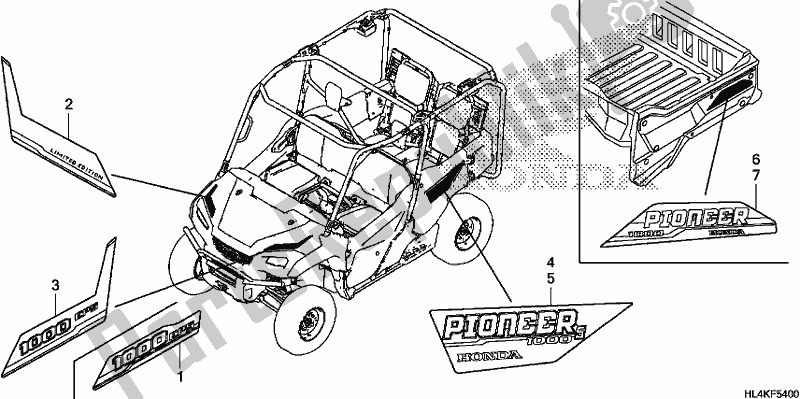 Alle onderdelen voor de Mark van de Honda SXS 1000M5P Pioneer 1000 5 Seat 2019