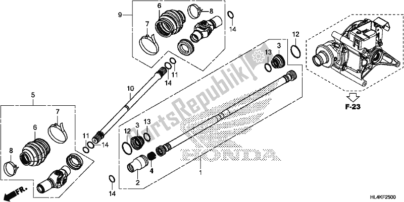 Toutes les pièces pour le Arbre De Transmission du Honda SXS 1000M5P Pioneer 1000 5 Seat 2019