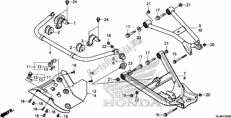 Alle onderdelen voor de Rear Arm/rear Stabilizer van de Honda SXS 1000M5P Pioneer 1000 5 Seat 2019