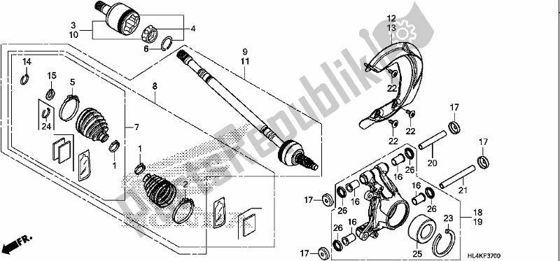 All parts for the Rear Knuckle/rear Driveshaft of the Honda SXS 1000M5P Pioneer 1000 5 Seat 2019