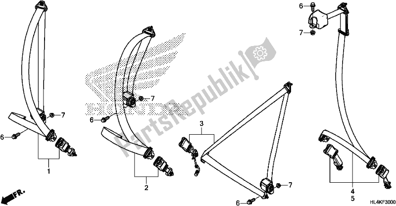 All parts for the Seatbelt of the Honda SXS 1000M5P Pioneer 1000 5 Seat 2019