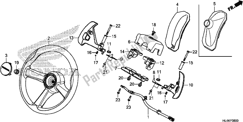 Alle onderdelen voor de Steering Wheel van de Honda SXS 1000M5P Pioneer 1000 5 Seat 2019