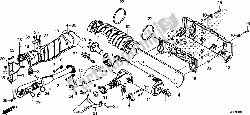 Alle onderdelen voor de Uitlaatdemper van de Honda SXS 1000M5P Pioneer 1000 5 Seat 2020