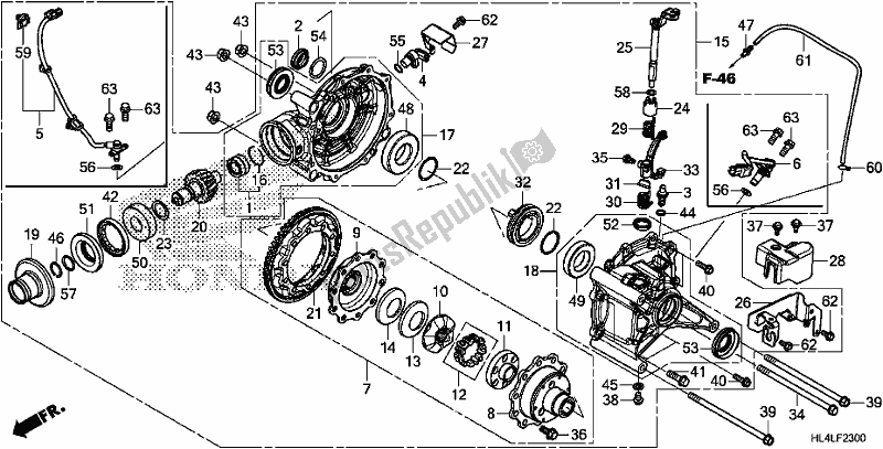 All parts for the Final Driven Gear of the Honda SXS 1000M5P Pioneer 1000 5 Seat 2020