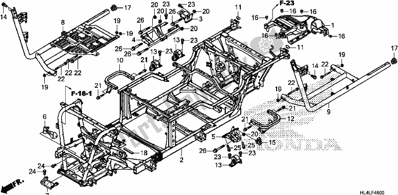 Toutes les pièces pour le Corps De Châssis du Honda SXS 1000M5P Pioneer 1000 5 Seat 2020