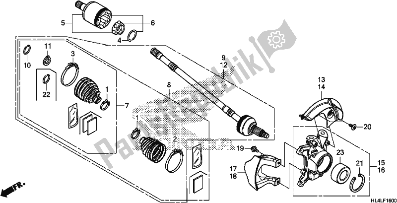 Todas las partes para Front Knuckle/front Driveshaft de Honda SXS 1000M5P Pioneer 1000 5 Seat 2020