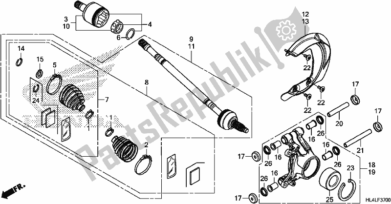 All parts for the Rear Knuckle/rear Driveshaft of the Honda SXS 1000M5P Pioneer 1000 5 Seat 2020