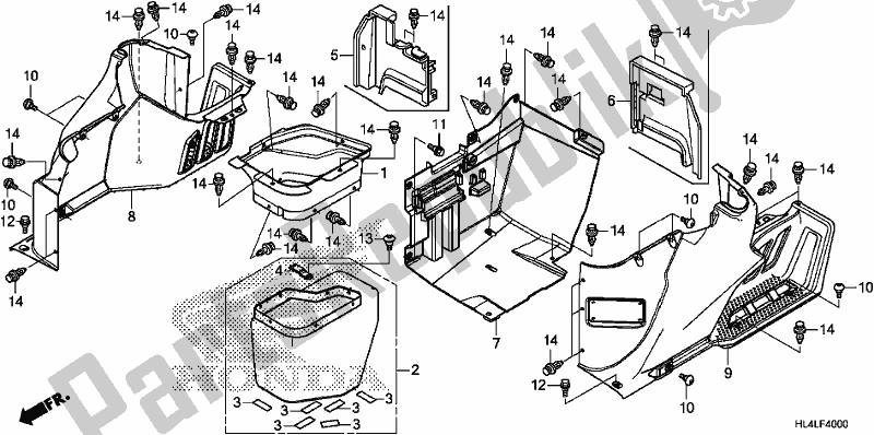 Tutte le parti per il Coperchio Laterale del Honda SXS 1000M5P Pioneer 1000 5 Seat 2020