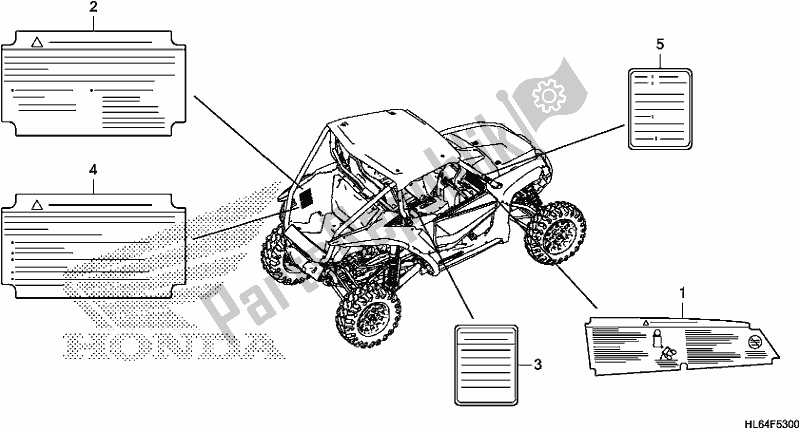 Tutte le parti per il Etichetta Di Avvertenza del Honda SXS 1000S2R 2019