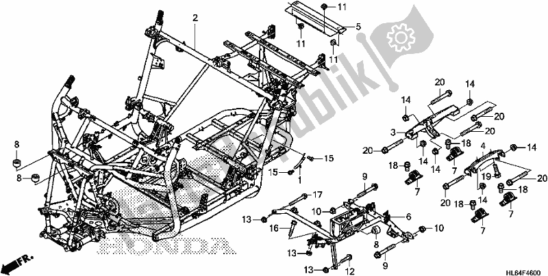 All parts for the Frame Body of the Honda SXS 1000S2R 2020