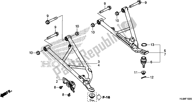 All parts for the Front Arm of the Honda SXS 1000S2R 2020