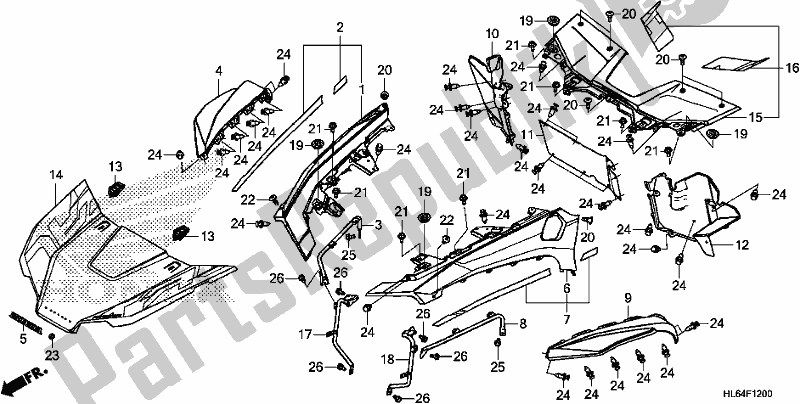 All parts for the Front Fender/hood of the Honda SXS 1000S2R 2020