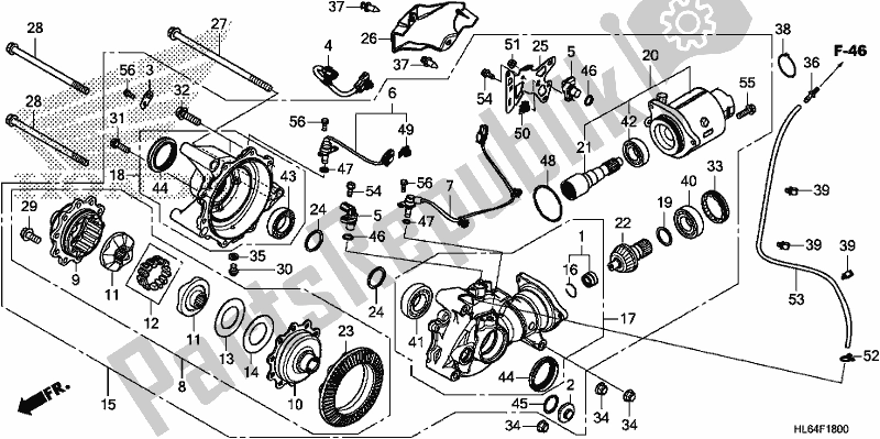Alle onderdelen voor de Voorste Eindversnelling van de Honda SXS 1000S2R 2020
