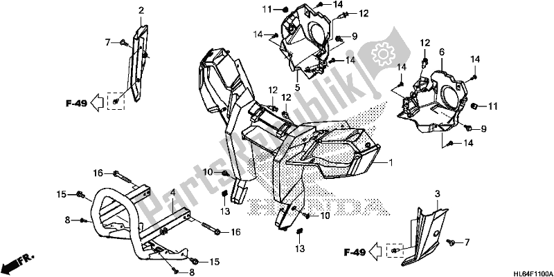 All parts for the Front Grille/front Bumper of the Honda SXS 1000S2R 2020