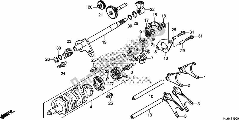 All parts for the Gearshift Fork (transmission) of the Honda SXS 1000S2R 2020