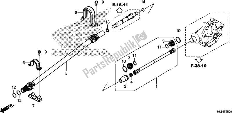 All parts for the Propeller Shaft of the Honda SXS 1000S2R 2020