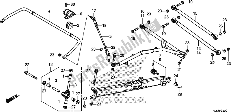 Toutes les pièces pour le Rear Arm/rear Stabilizer du Honda SXS 1000S2R 2020