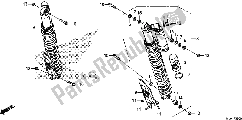 All parts for the Rear Cushion of the Honda SXS 1000S2R 2020