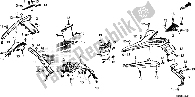 All parts for the Rear Fender of the Honda SXS 1000S2R 2020