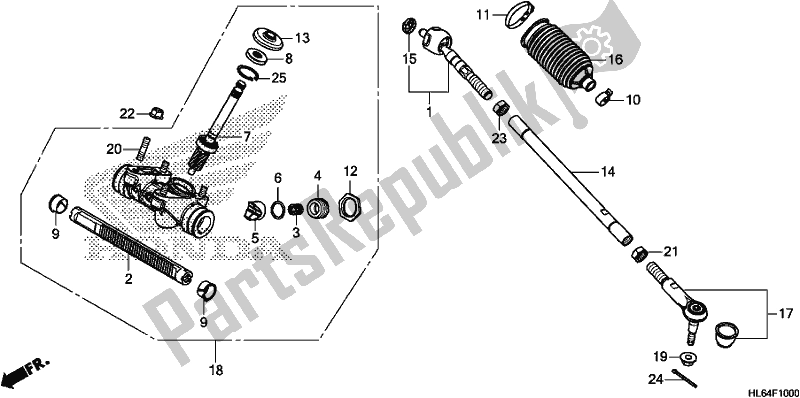 Alle onderdelen voor de Steering Gear Box/tie Rod van de Honda SXS 1000S2R 2020