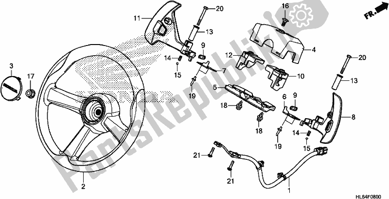 All parts for the Steering Wheel of the Honda SXS 1000S2R 2020