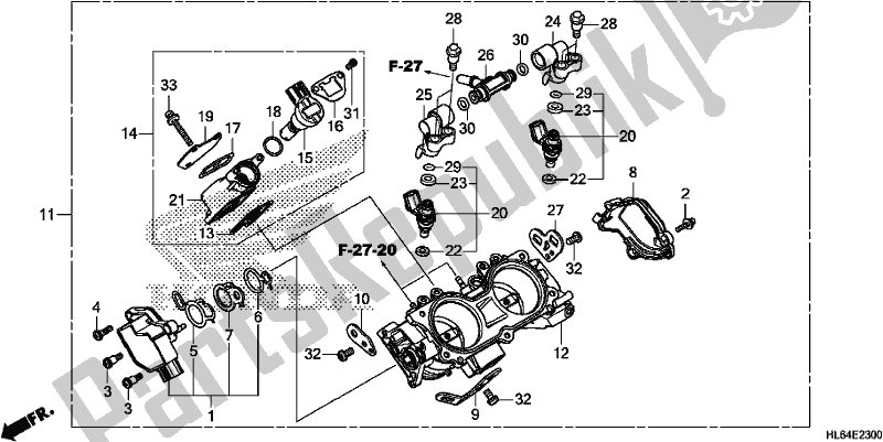 All parts for the Throttle Body of the Honda SXS 1000S2R 2020
