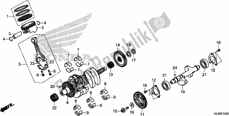 All parts for the Crankshaft/piston of the Honda SXS 1000S2X 2019