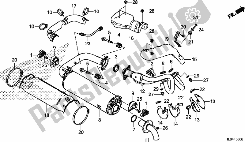 All parts for the Exhaust Muffler of the Honda SXS 1000S2X 2019