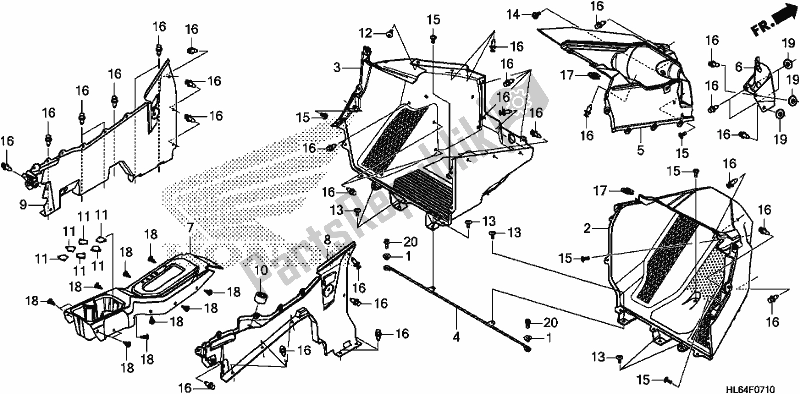 All parts for the Floor Cover/console of the Honda SXS 1000S2X 2019