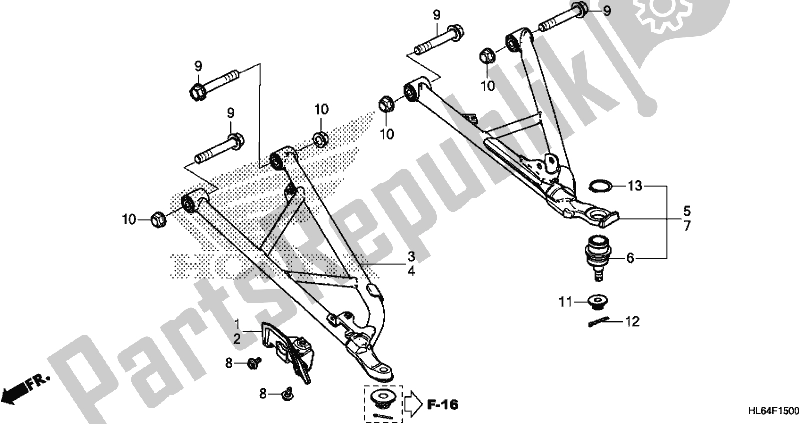 All parts for the Front Arm of the Honda SXS 1000S2X 2019