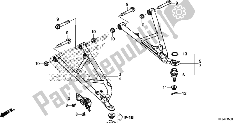 All parts for the Front Arm of the Honda SXS 1000S2X 2019