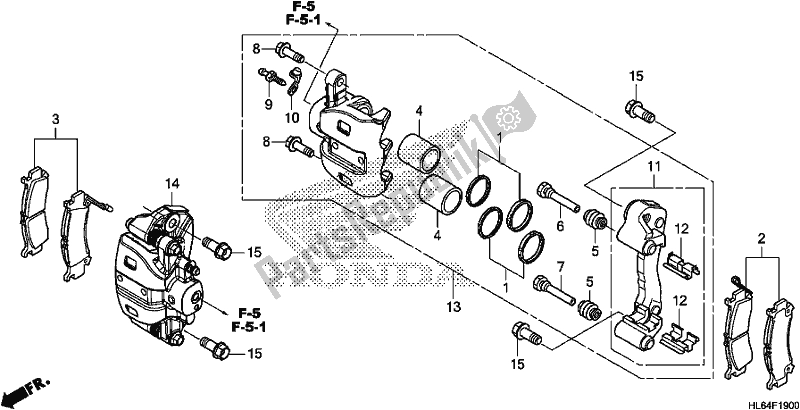 All parts for the Front Brake Caliper of the Honda SXS 1000S2X 2019