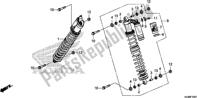 All parts for the Front Cushion of the Honda SXS 1000S2X 2019