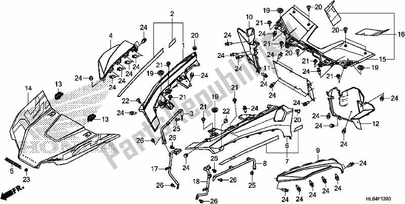 All parts for the Front Fender/hood of the Honda SXS 1000S2X 2019