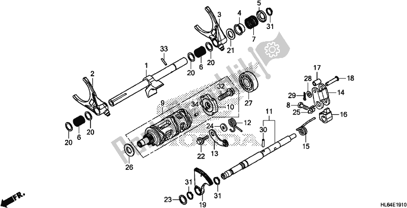 All parts for the Gearshift Fork (sub Transmission) of the Honda SXS 1000S2X 2019