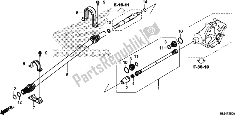 All parts for the Propeller Shaft of the Honda SXS 1000S2X 2019