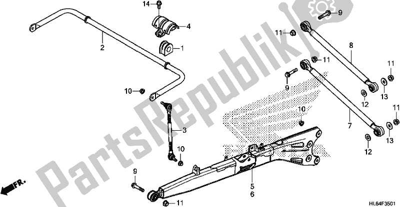 All parts for the Rear Arm/rear Stabilizer of the Honda SXS 1000S2X 2019