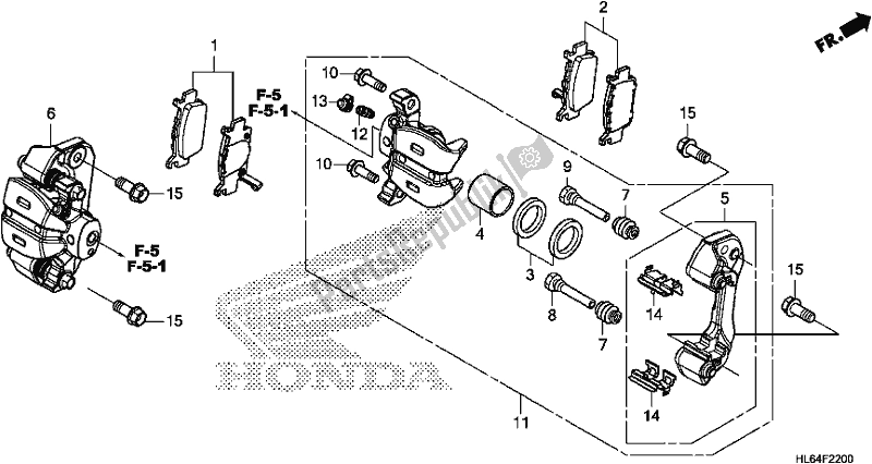 All parts for the Rear Brake Caliper of the Honda SXS 1000S2X 2019