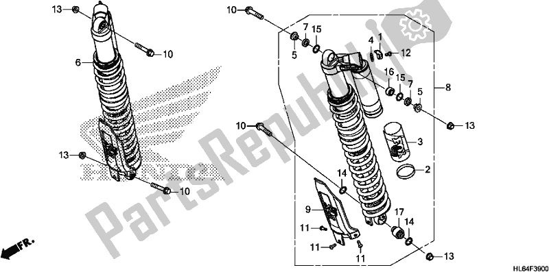 All parts for the Rear Cushion of the Honda SXS 1000S2X 2019