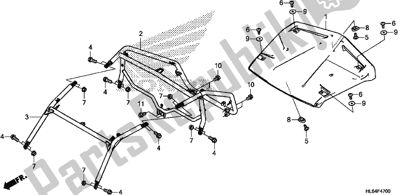 All parts for the Roll Bar/roof of the Honda SXS 1000S2X 2019