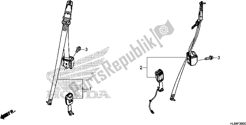 All parts for the Seatbelt of the Honda SXS 1000S2X 2019