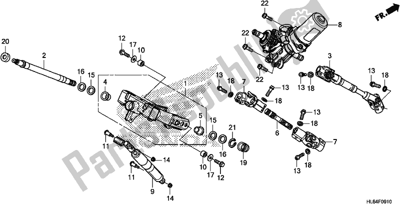 Alle onderdelen voor de Steering Shaft/steering Column van de Honda SXS 1000S2X 2019