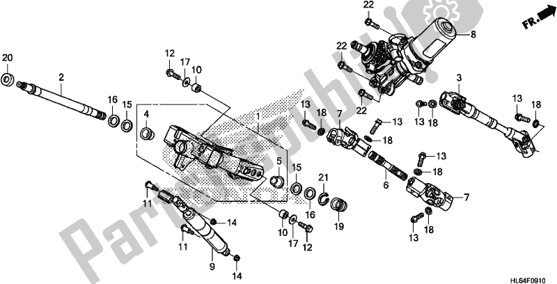 Todas as partes de Steering Shaft/steering Column do Honda SXS 1000S2X 2019