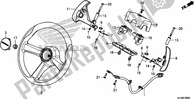 All parts for the Steering Wheel of the Honda SXS 1000S2X 2019