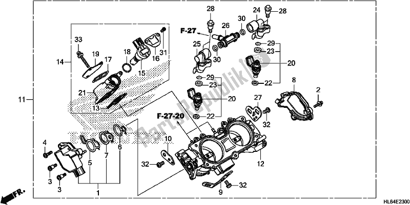 All parts for the Throttle Body of the Honda SXS 1000S2X 2019