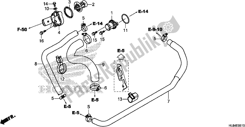 All parts for the Water Hose/thermostat of the Honda SXS 1000S2X 2019