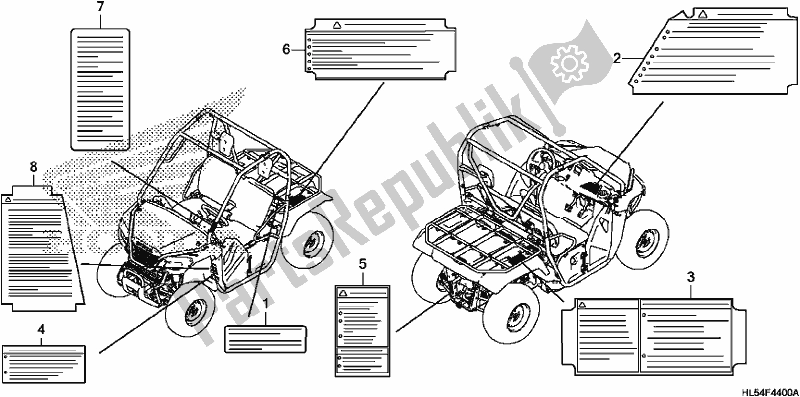 Tutte le parti per il Etichetta Di Avvertenza del Honda SXS 500M Pioneer 500 2017