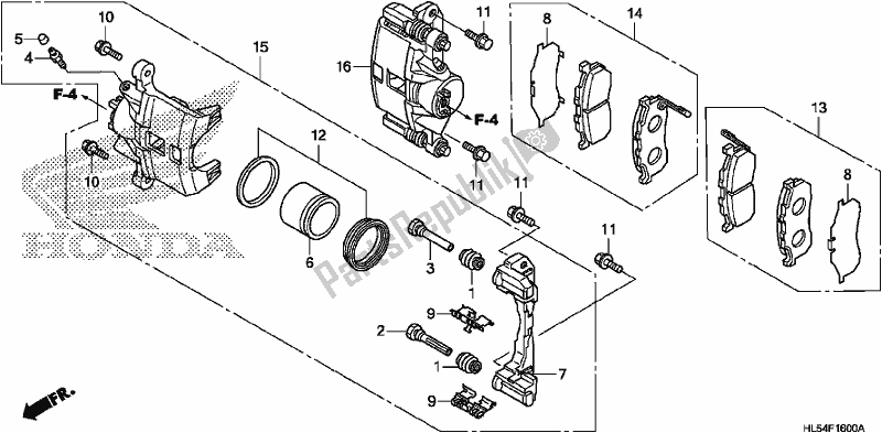 Tutte le parti per il Pinza Freno Anteriore del Honda SXS 500M Pioneer 500 2017